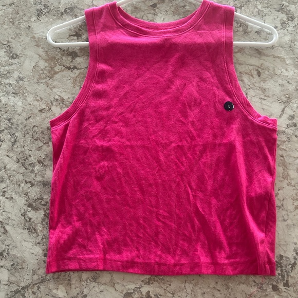 Hollister Ribbed High Neck Tank Top Pink Large - Picture 5 of 9